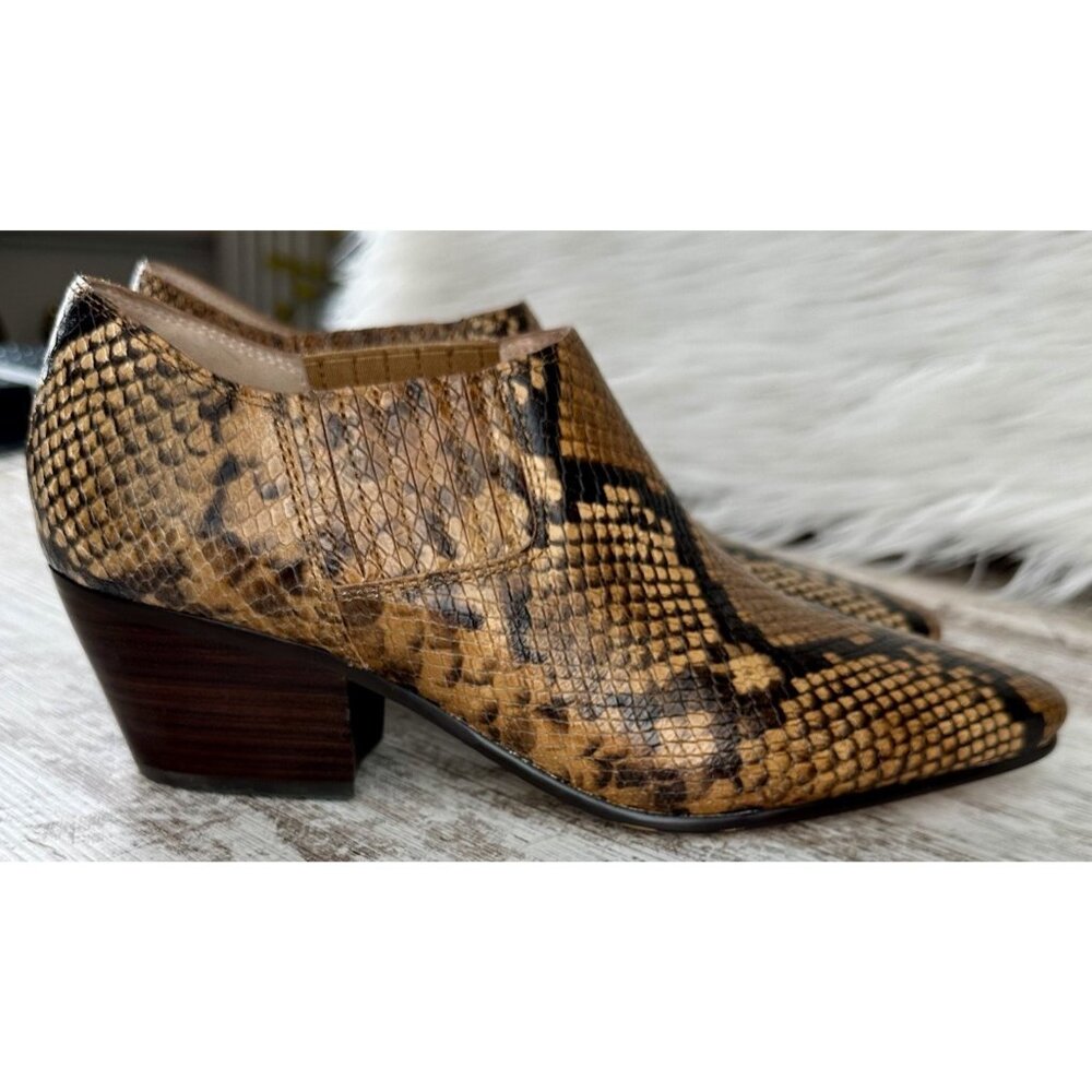 J.CREW Piper Ankle Boots Women’s 8.5 Snake Embossed Italian‎ Leather Block Heel - Picture 7 of 11